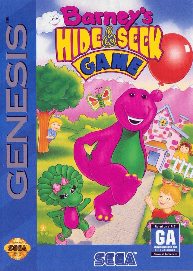 Barney Hide and Seek box art for Sega Genesis